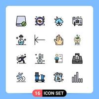 interface mobile ligne remplie de couleurs plates ensemble de 16 pictogrammes de plan de flacon tempête bleu plan d'impression éléments de conception vectoriels créatifs modifiables vecteur