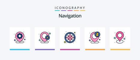 ligne de navigation remplie de 5 packs d'icônes, y compris la notification. GPS. traverser. broche. lieu. conception d'icônes créatives vecteur