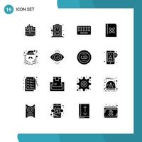 16 interface utilisateur pack de glyphes solides de signes et symboles modernes du père noël typage science formule éléments de conception vectoriels modifiables vecteur