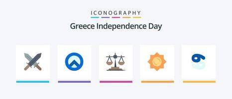 pack d'icônes plat 5 de la fête de l'indépendance de la grèce, y compris. Grèce. droit. zodiaque. astrologie. conception d'icônes créatives vecteur