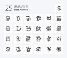 alimentation et nutrition pack d'icônes de 25 lignes comprenant des médicaments. café. orange. thé. protéine vecteur