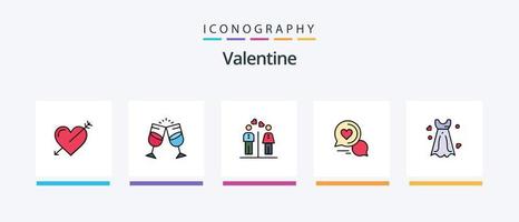 pack de 5 icônes remplies de ligne de la saint-valentin, y compris l'amour. valentines. amour. Valentin. amour. conception d'icônes créatives vecteur