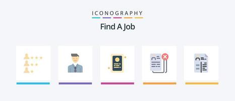 trouver un pack d'icônes plat 5 d'emploi, y compris le programme d'études. travail. sélection. CV. Entreprise. conception d'icônes créatives vecteur