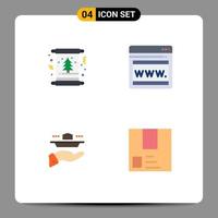 4 icônes créatives signes et symboles modernes de carte restaurant arbre web déjeuner éléments de conception vectoriels modifiables vecteur