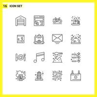 16 icônes créatives signes et symboles modernes de paiement de prêt page Web hypothèque sport éléments de conception vectoriels modifiables vecteur