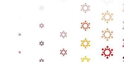 toile de fond rouge et jaune clair avec des symboles de virus. vecteur