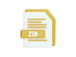 fichier zip avec style minimal de dessin animé icône vecteur 3d