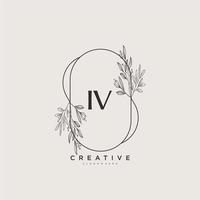 iv art du logo initial vectoriel beauté, logo manuscrit de la signature initiale, mariage, mode, bijoux, boutique, floral et botanique avec modèle créatif pour toute entreprise ou entreprise.