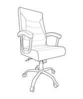 chaise de bureau dessin au trait isolé. mobilier d'intérieur d'illustration vectorielle sur fond blanc. dessin au trait de chaise de bureau pour livre de coloriage. vecteur