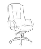 chaise de bureau dessin au trait isolé. mobilier d'intérieur d'illustration vectorielle sur fond blanc. dessin au trait de chaise de bureau pour livre de coloriage. vecteur