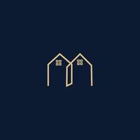 illustration vectorielle du logo de construction de maison. avec un style de contour minimaliste. parfait pour les affaires et l'immobilier vecteur