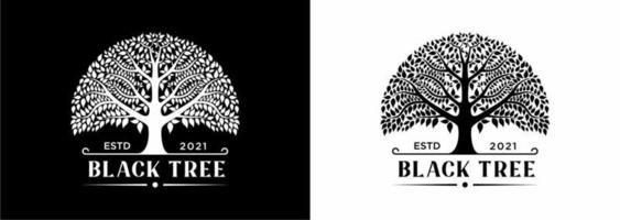 arbre de vie feuille de banian de chêne et sceau racine emblème timbre logo design inspiration vecteur