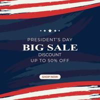 bannière de vente de la journée des présidents. grande remise de vente jusqu'à 50 pour cent de réduction vecteur