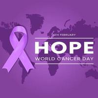 ruban violet d'espoir, journée mondiale contre le cancer vecteur