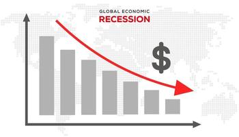 fond de récession mondiale. illustration de la récession économique avec le symbole de la flèche rouge tombant vecteur