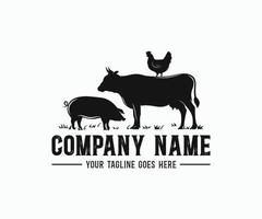 création de logo de ferme animale. bétail et bétail, modèle de logo de ferme vecteur