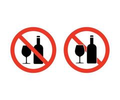 signe d'alcool non autorisé. aucun signe d'alcool. arrêter le symbole de l'alcool vecteur