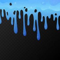 liquide collant bleu qui coule. la boue s'égoutte et coule. vase isolée. illustration vectorielle avec toile de fond de slime toxique. vecteur