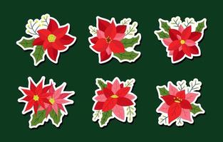 ensemble d'autocollants poinsettias pour planificateur de journal vecteur