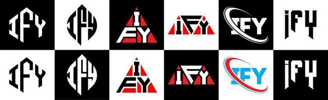 ify letter logo design en six styles. ify polygone, cercle, triangle, hexagone, style plat et simple avec logo de lettre de variation de couleur noir et blanc dans un plan de travail. ifier le logo minimaliste et classique vecteur