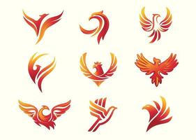 jeu de symboles oiseau phoenix vecteur