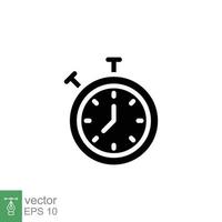 icône du chronomètre. style solide simple. compte à rebours, minuterie, chronomètre, horloge rapide, chronomètre, notion de temps. illustration vectorielle de glyphe isolée sur fond blanc. ep 10. vecteur