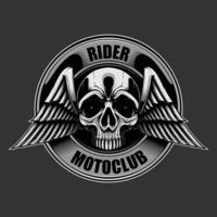 illustration du club de moto en niveaux de gris pour la conception d'emblèmes, de logos, de t-shirts et de vêtements. vecteur