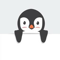 mignon, pingouin, tenue, signe, dessin animé vecteur