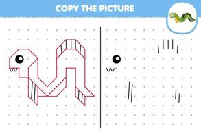 jeu éducatif pour les enfants copier une image d'anguille de dessin animé mignon en connectant la feuille de travail sous-marine imprimable vecteur