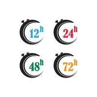 signe de 12, 24, 48 et 72 horloge flèche heures logo vecteur icône illustration design