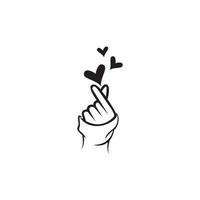 mini je t'aime main, doigt de coeur coréen je t'aime signe icône vecteur dessin au trait illustration autocollant conception médias sociaux