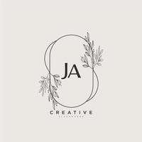 art du logo initial ja beauty vector, logo manuscrit de la signature initiale, mariage, mode, bijoux, boutique, floral et botanique avec modèle créatif pour toute entreprise ou entreprise. vecteur