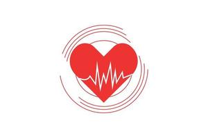 coeur rouge avec conception de fond médical de ligne de battement de coeur. vecteur