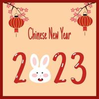 nouvel an chinois 2023 avec un lapin mignon vecteur