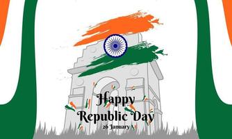 conception de carte de voeux bannière joyeux jour de la république indienne vecteur