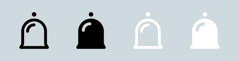 icône de notification de cloche définie en noir et blanc. signes d'alerte illustration vectorielle. vecteur