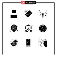 pack d'icônes vectorielles stock de 9 signes et symboles de ligne pour la réussite de la croissance carte de pâques feu éléments de conception vectoriels modifiables vecteur