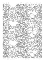 Coloriage coeur romantique pour adulte vecteur