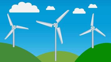 éolienne sur le concept d'énergie éolienne de champ vert. illustration vectorielle. ep 10. vecteur