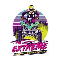 illustration vectorielle de course de sport extrême atv dans des couleurs pop, bon pour la conception de t-shirt et le logo de l'événement de championnat vecteur