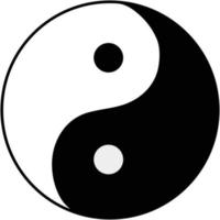 taoïsme symbole religieux noir et blanc icône 2d vecteur