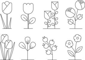 trait de contour vectoriel de plantes pastel stylisées plates minimales