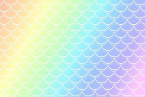 fond arc-en-ciel de sirène dans un style fantastique avec des échelles. texture de dégradé holographique licorne. fond de vecteur kawaii de poisson de mer.