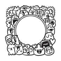 cadre de cercle d'art doodle dessiné à la main vecteur