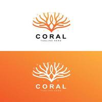 logo de corail, plantes marines placent des animaux marins, vecteur océanique, icônes d'algues