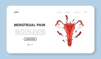règles douloureuses. bannière web avec utérus. illustration vectorielle plane vecteur