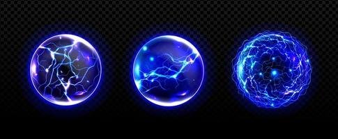 boules d'énergie avec éclairs, ensemble de sphères de puissance vecteur