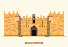 La vieille ville de Jérusalem Illustration de la porte de Damas vecteur