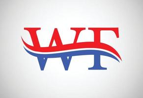 création de logo de lettre wf, avec swoosh, concept de design vectoriel