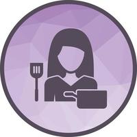 femme cuisinant icône de fond low poly vecteur